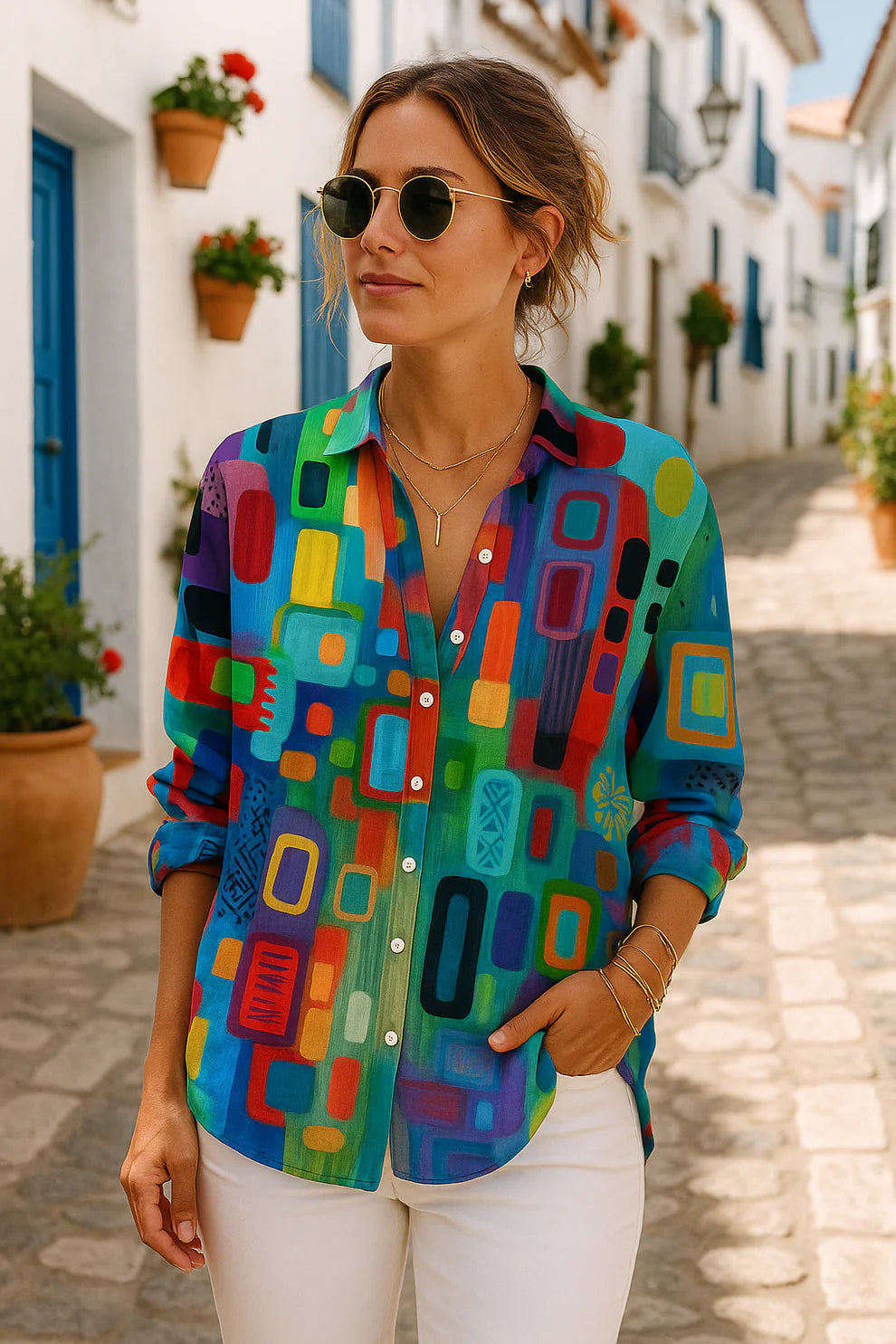 Anaelle - Kunstnerisk Skjorte i Blød & Let Bomuld