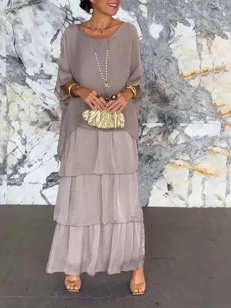 Anika - Lang Kjole med Romantiske Flæser