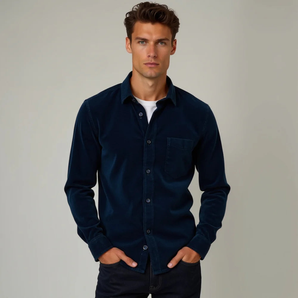 Melkon - Košeľa z Ryhovaného Manšestru z Čistej Bavlny