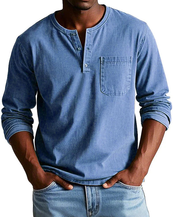 Sebastian - Retro Košeľa z Prémiového Ľahkého Denimu