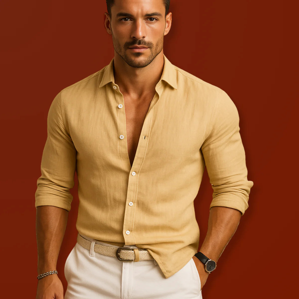 Nikola - Elegantní Oxford Košile Z Bavlny A Lnu