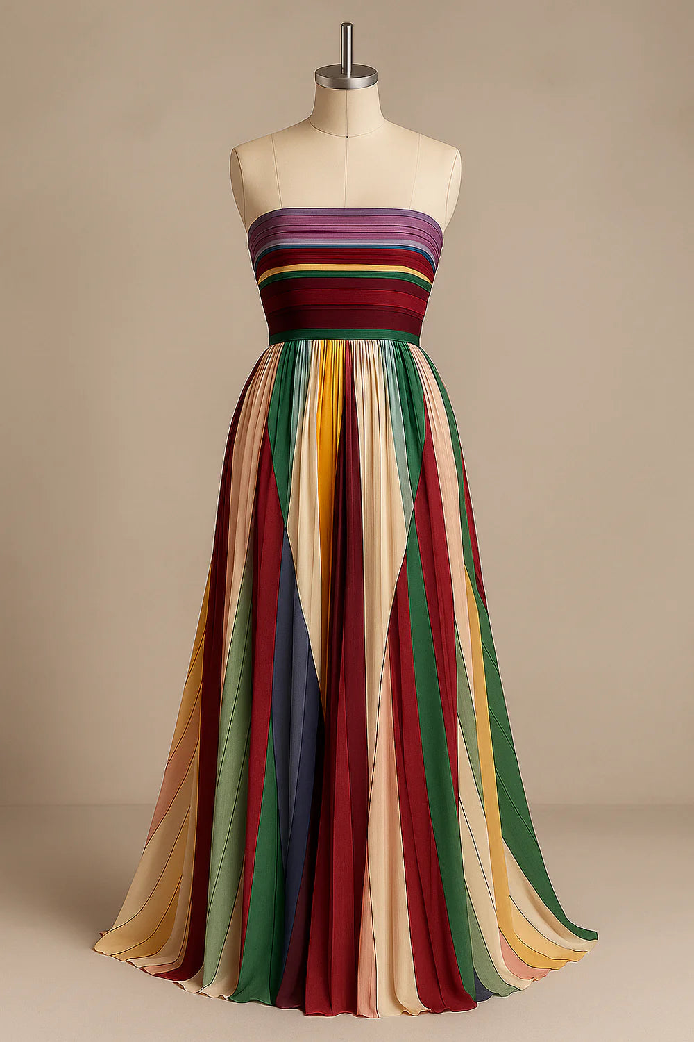 Armelle - Farebné Bezrukávové Dlhé Módne Šaty