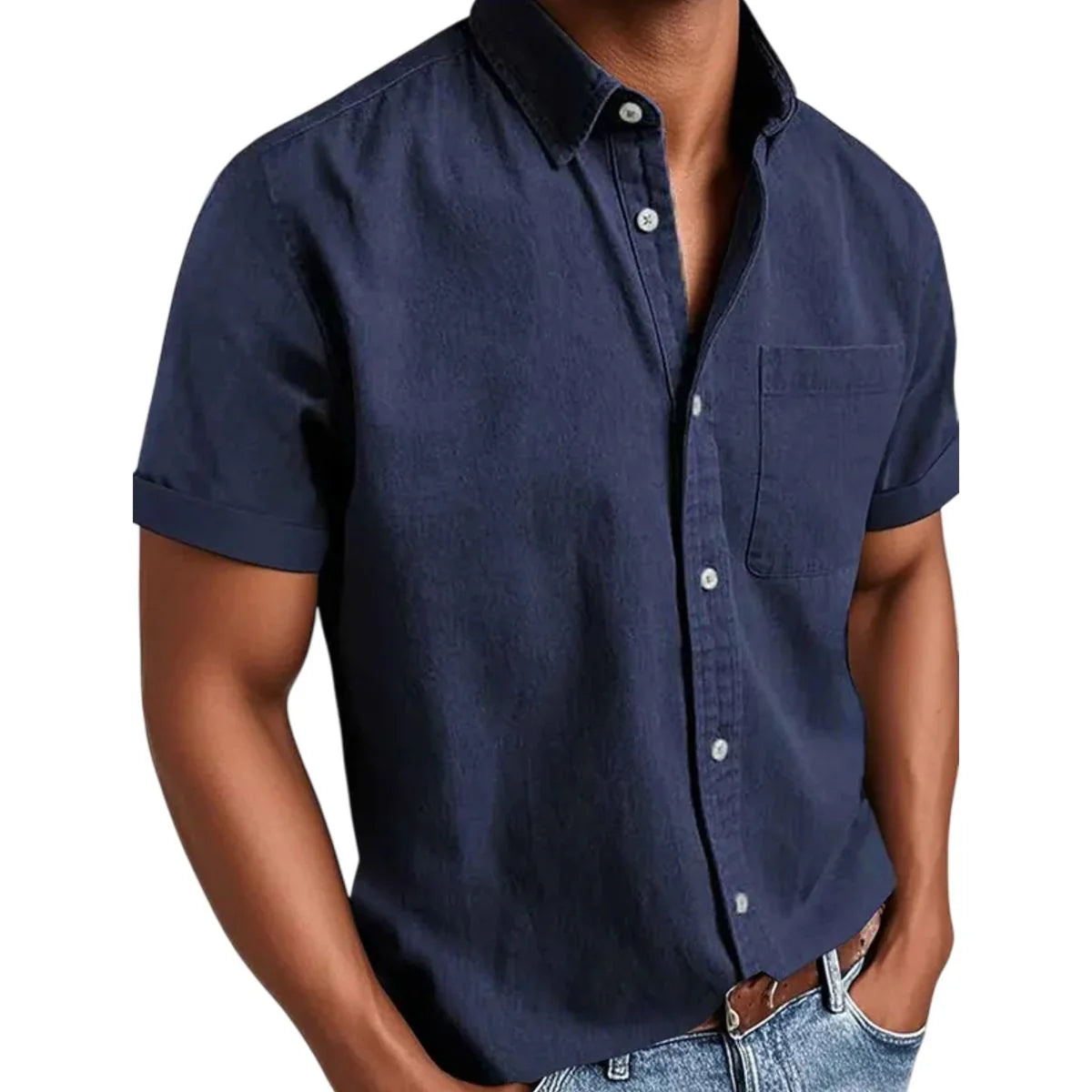 Allan - Klassisk Kortærmet Bomuldsskjorte