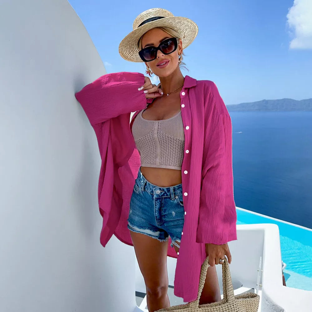 Ayline - Blå Øje Skjorte i Bomuldsgaze