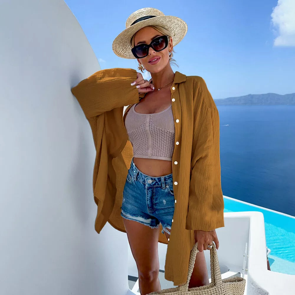 Ayline - Blå Øje Skjorte i Bomuldsgaze